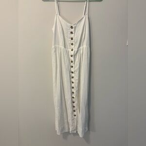 Madewell White Linen Cotton Midi Dress
